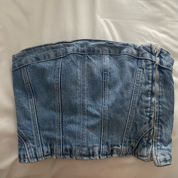 Zara Denim Corset Top - Picture 1 of 3